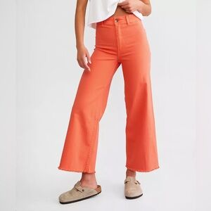 Billabong Free Fall Wide Leg Raw Hem Pants in Orange